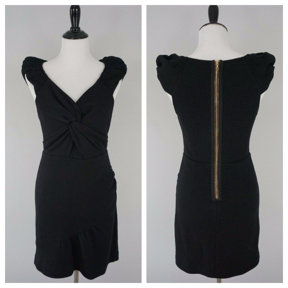 Leifsdottir Anthropologie Black V-Neck Wool Dress - Picture 2 of 4